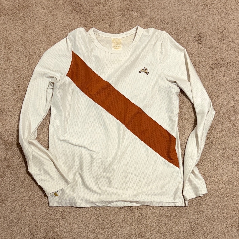 Tracksmith White and orange Long Sleeve Tee